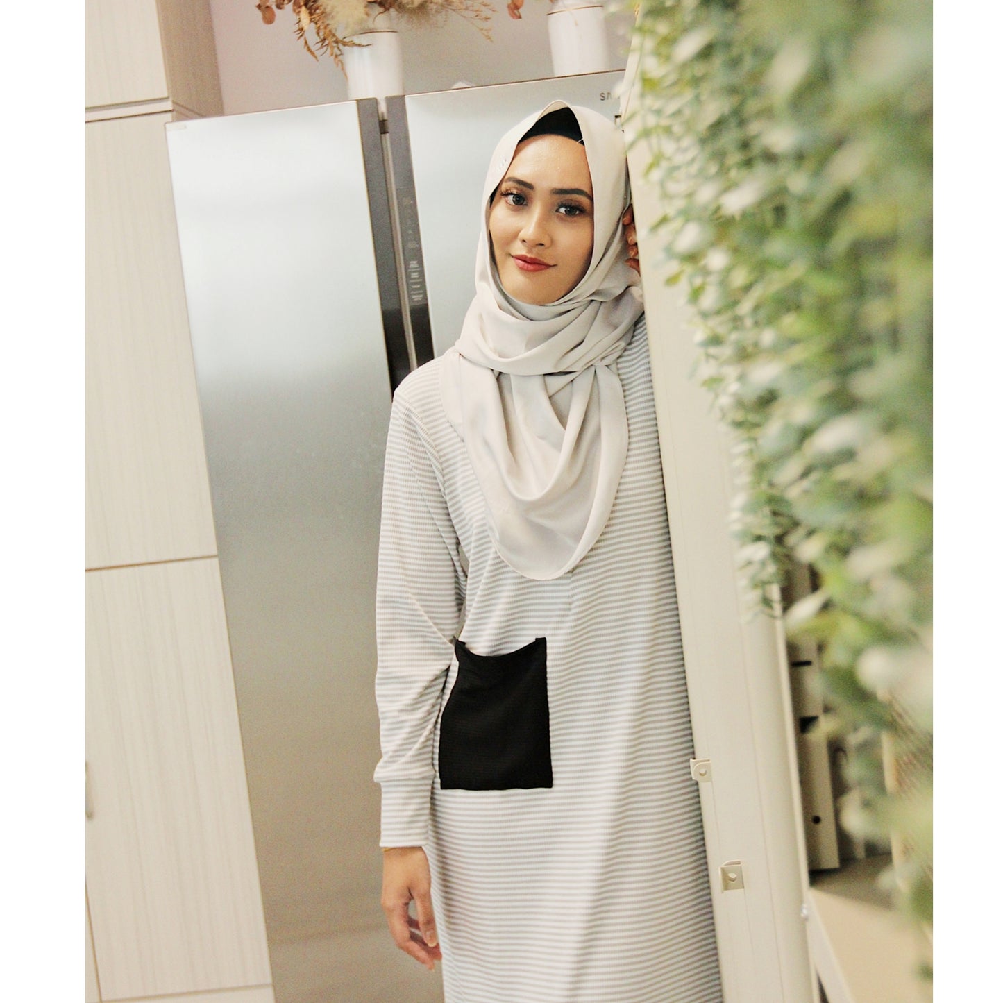 Daisy Dress (Grey Stripe)