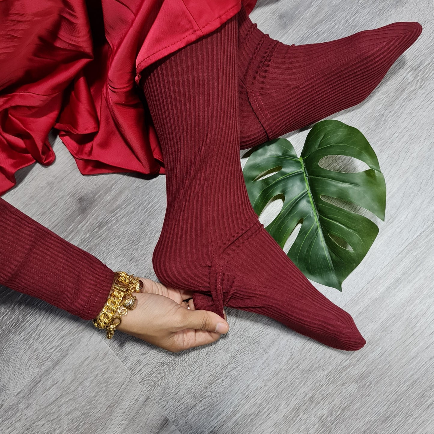 Daisy Leggings (Maroon Plain)